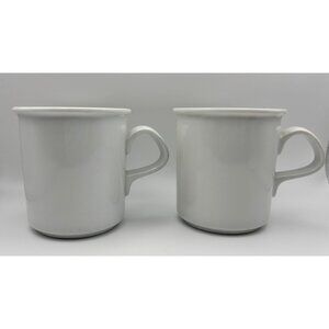 Pair of Dansk Café Blanc White Stoneware Mugs 12oz 4" Coffee Tea Cups